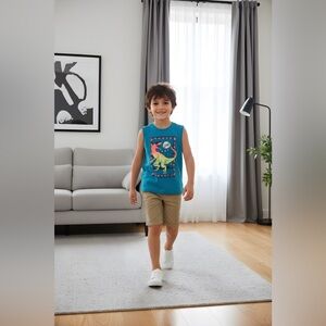 OSHKOSH B'GOSH BOYS TEAL DINO SUP TANKTOP SIZE 10 - 12 - 14